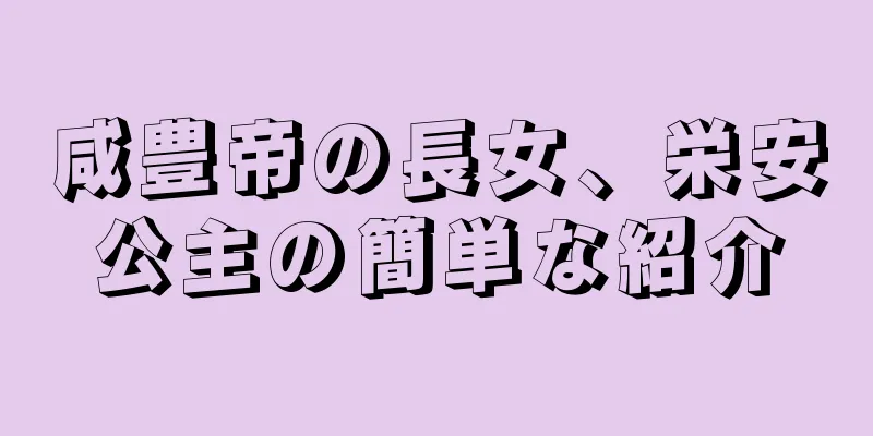 咸豊帝の長女、栄安公主の簡単な紹介