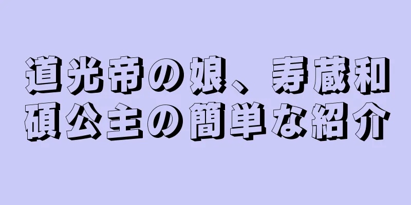 道光帝の娘、寿蔵和碩公主の簡単な紹介
