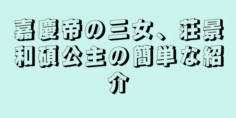 嘉慶帝の三女、荘景和碩公主の簡単な紹介