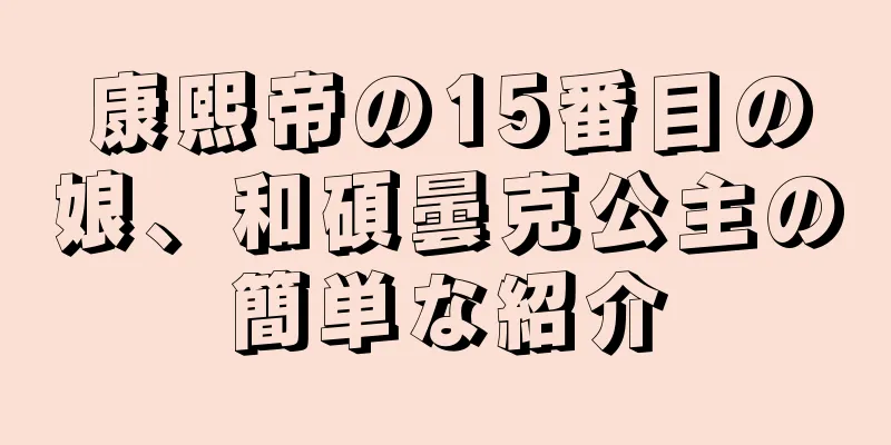 康熙帝の15番目の娘、和碩曇克公主の簡単な紹介