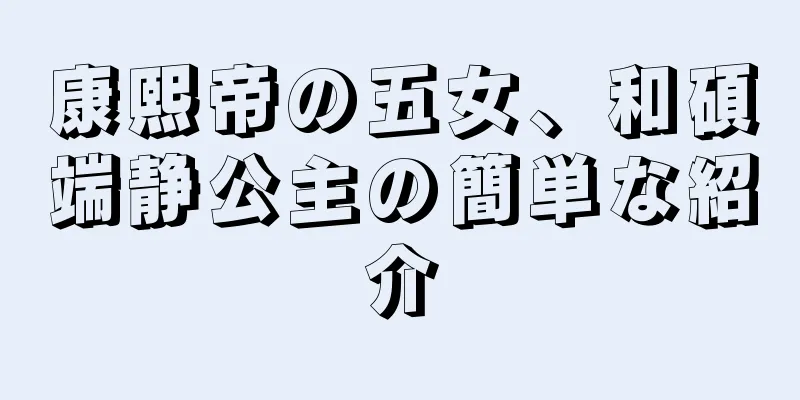 康熙帝の五女、和碩端静公主の簡単な紹介