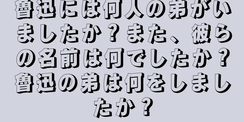 魯迅には何人の弟がいましたか？また、彼らの名前は何でしたか？魯迅の弟は何をしましたか？
