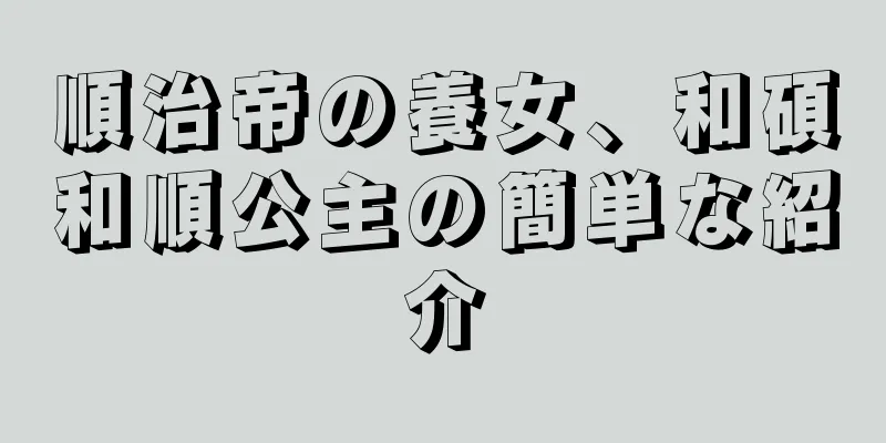 順治帝の養女、和碩和順公主の簡単な紹介