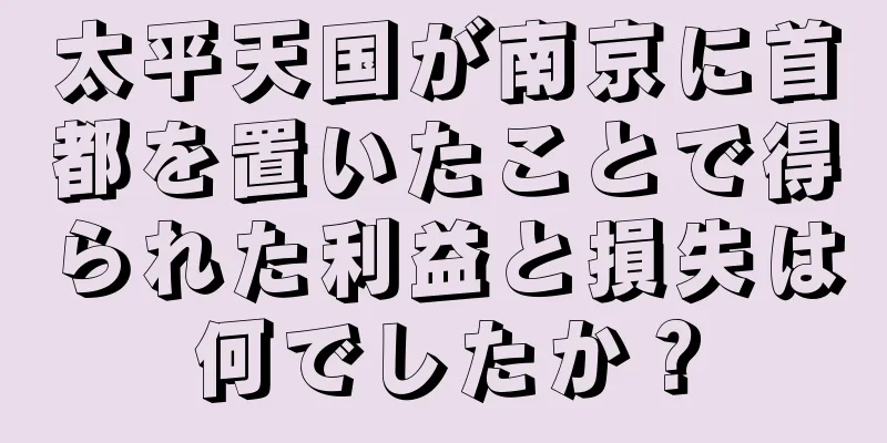 太平天国が南京に首都を置いたことで得られた利益と損失は何でしたか？