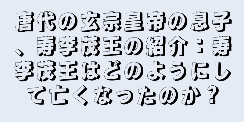 唐代の玄宗皇帝の息子、寿李茂王の紹介：寿李茂王はどのようにして亡くなったのか？