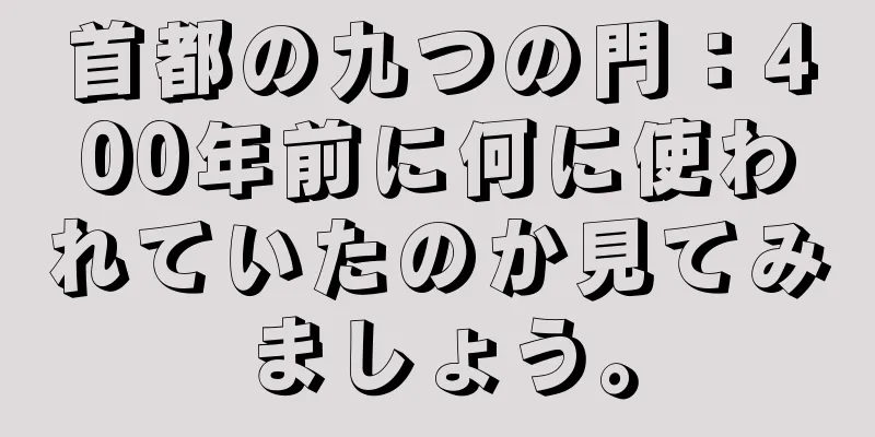 首都の九つの門：400年前に何に使われていたのか見てみましょう。