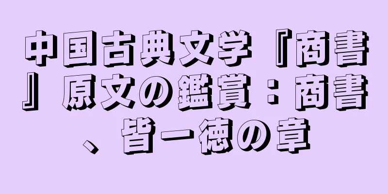 中国古典文学『商書』原文の鑑賞：商書、皆一徳の章