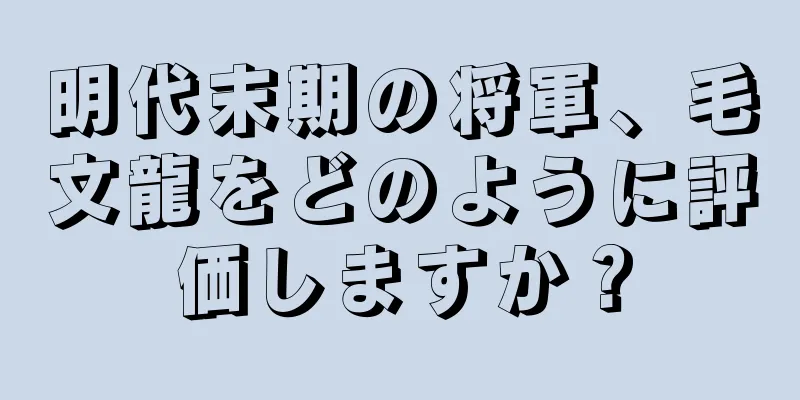 明代末期の将軍、毛文龍をどのように評価しますか？