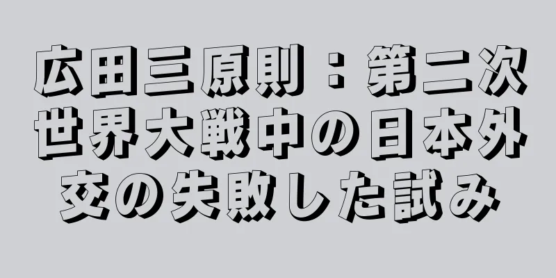 広田三原則：第二次世界大戦中の日本外交の失敗した試み