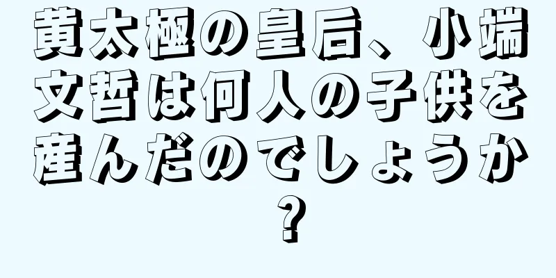 黄太極の皇后、小端文哲は何人の子供を産んだのでしょうか？