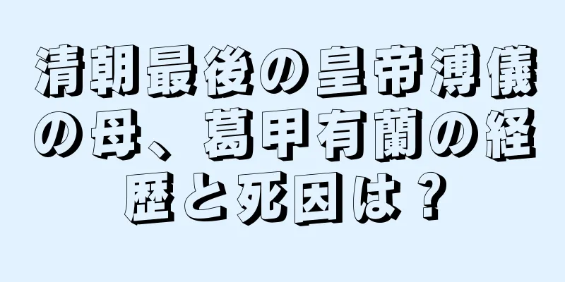清朝最後の皇帝溥儀の母、葛甲有蘭の経歴と死因は？