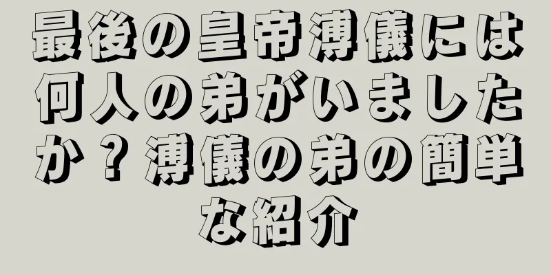 最後の皇帝溥儀には何人の弟がいましたか？溥儀の弟の簡単な紹介