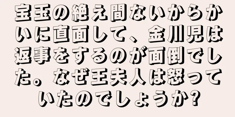 宝玉の絶え間ないからかいに直面して、金川児は返事をするのが面倒でした。なぜ王夫人は怒っていたのでしょうか?