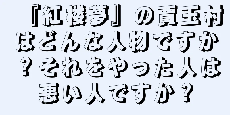 『紅楼夢』の賈玉村はどんな人物ですか？それをやった人は悪い人ですか？