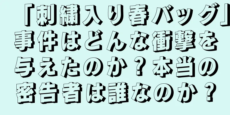 「刺繍入り春バッグ」事件はどんな衝撃を与えたのか？本当の密告者は誰なのか？