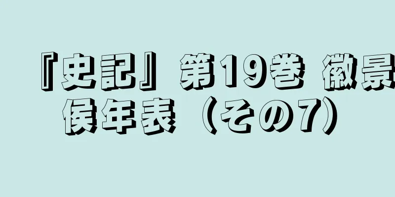 『史記』第19巻 徽景侯年表（その7）