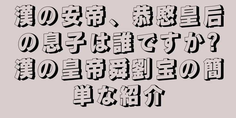 漢の安帝、恭愍皇后の息子は誰ですか?漢の皇帝舜劉宝の簡単な紹介