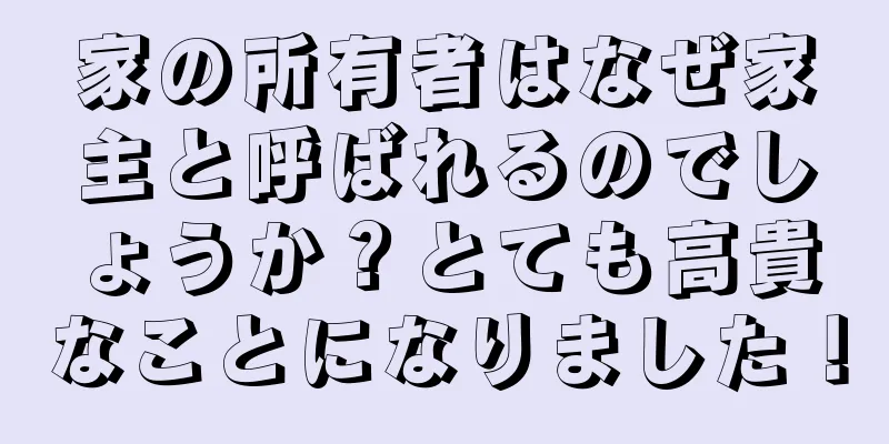 家の所有者はなぜ家主と呼ばれるのでしょうか？とても高貴なことになりました！
