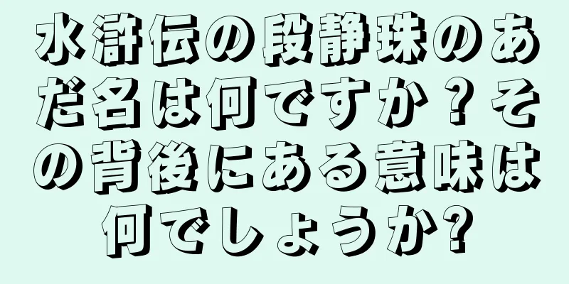 水滸伝の段静珠のあだ名は何ですか？その背後にある意味は何でしょうか?