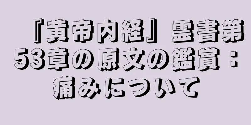 『黄帝内経』霊書第53章の原文の鑑賞：痛みについて