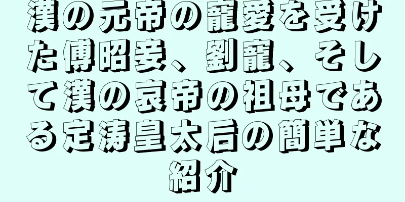 漢の元帝の寵愛を受けた傅昭妾、劉寵、そして漢の哀帝の祖母である定涛皇太后の簡単な紹介