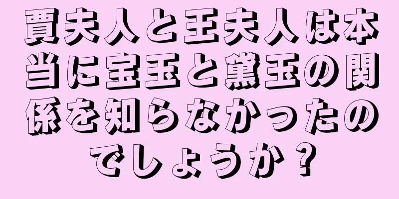 賈夫人と王夫人は本当に宝玉と黛玉の関係を知らなかったのでしょうか？