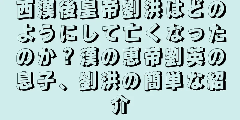 西漢後皇帝劉洪はどのようにして亡くなったのか？漢の恵帝劉英の息子、劉洪の簡単な紹介