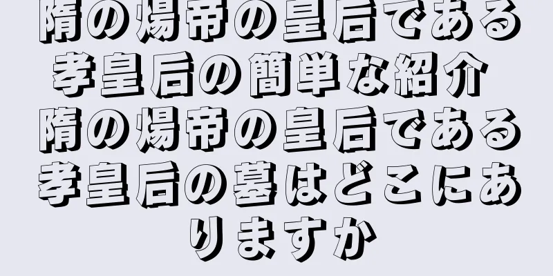 隋の煬帝の皇后である孝皇后の簡単な紹介 隋の煬帝の皇后である孝皇后の墓はどこにありますか