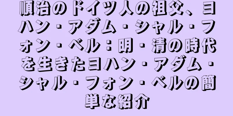 順治のドイツ人の祖父、ヨハン・アダム・シャル・フォン・ベル：明・清の時代を生きたヨハン・アダム・シャル・フォン・ベルの簡単な紹介