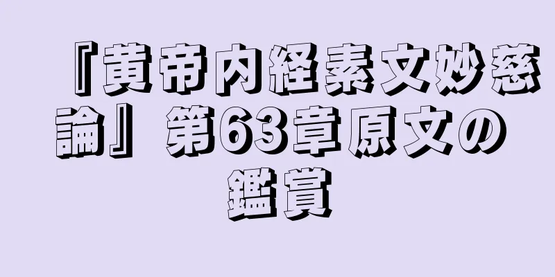 『黄帝内経素文妙慈論』第63章原文の鑑賞