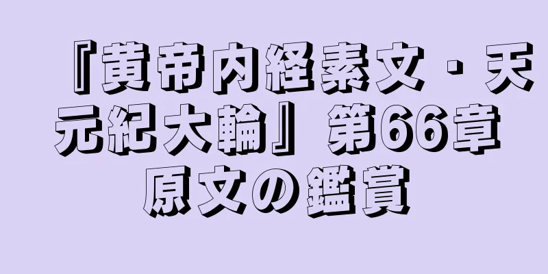 『黄帝内経素文・天元紀大輪』第66章原文の鑑賞