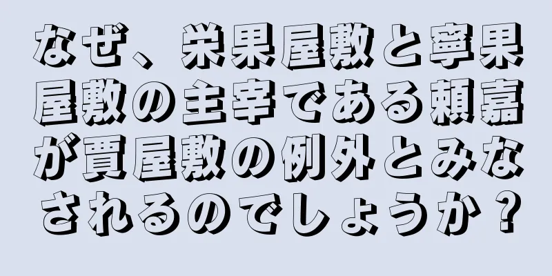 なぜ、栄果屋敷と寧果屋敷の主宰である頼嘉が賈屋敷の例外とみなされるのでしょうか？
