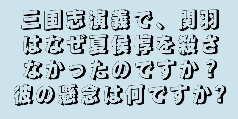 三国志演義で、関羽はなぜ夏侯惇を殺さなかったのですか？彼の懸念は何ですか?
