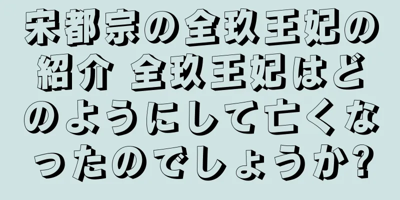 宋都宗の全玖王妃の紹介 全玖王妃はどのようにして亡くなったのでしょうか?