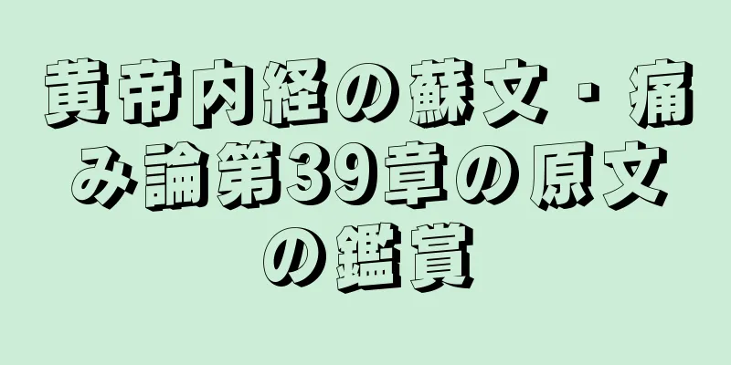 黄帝内経の蘇文・痛み論第39章の原文の鑑賞