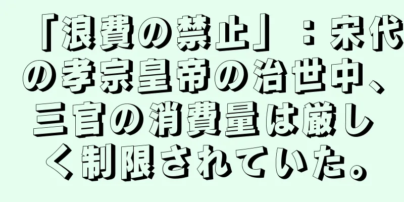「浪費の禁止」：宋代の孝宗皇帝の治世中、三官の消費量は厳しく制限されていた。
