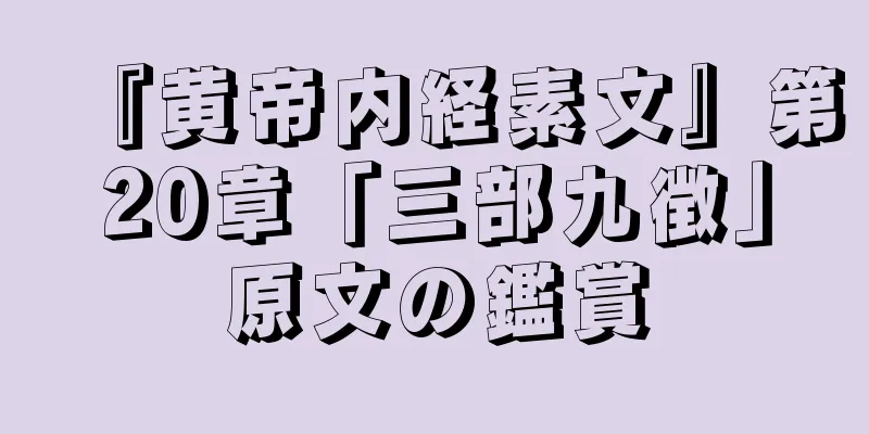 『黄帝内経素文』第20章「三部九徴」原文の鑑賞