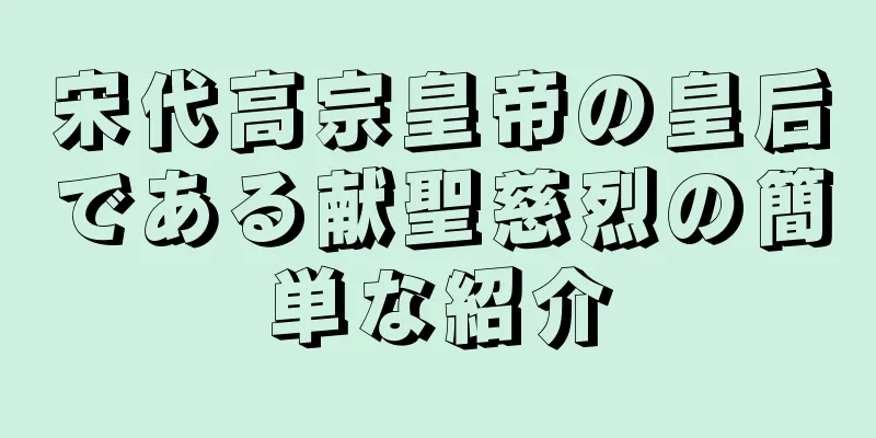 宋代高宗皇帝の皇后である献聖慈烈の簡単な紹介