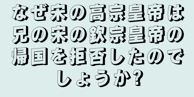 なぜ宋の高宗皇帝は兄の宋の欽宗皇帝の帰国を拒否したのでしょうか?