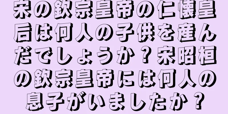 宋の欽宗皇帝の仁懐皇后は何人の子供を産んだでしょうか？宋昭桓の欽宗皇帝には何人の息子がいましたか？