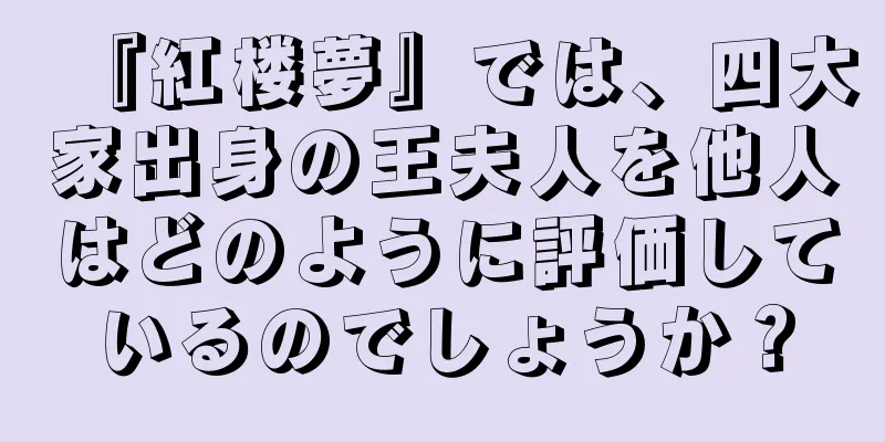 『紅楼夢』では、四大家出身の王夫人を他人はどのように評価しているのでしょうか？