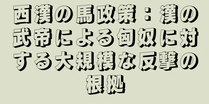 西漢の馬政策：漢の武帝による匈奴に対する大規模な反撃の根拠