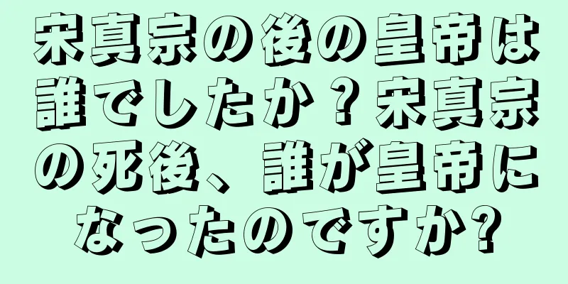 宋真宗の後の皇帝は誰でしたか？宋真宗の死後、誰が皇帝になったのですか?