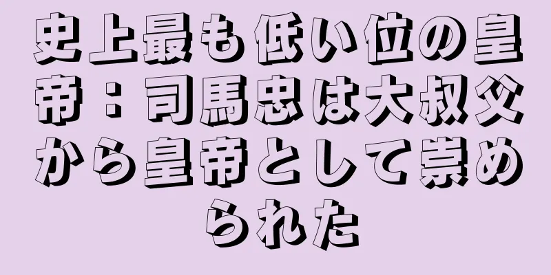 史上最も低い位の皇帝：司馬忠は大叔父から皇帝として崇められた