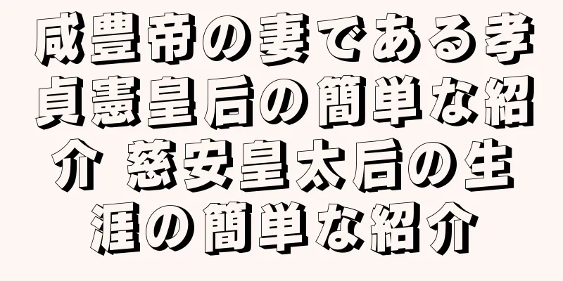 咸豊帝の妻である孝貞憲皇后の簡単な紹介 慈安皇太后の生涯の簡単な紹介