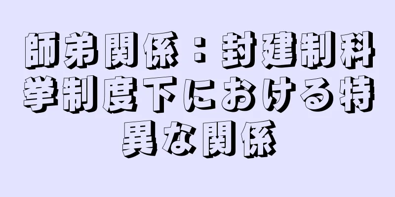 師弟関係：封建制科挙制度下における特異な関係