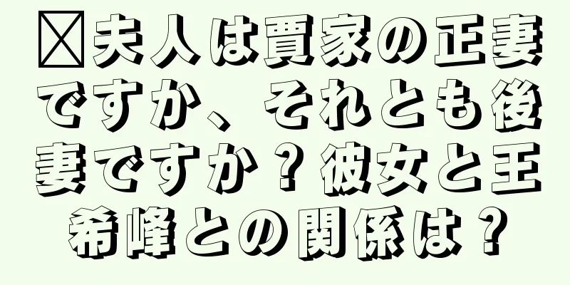 邢夫人は賈家の正妻ですか、それとも後妻ですか？彼女と王希峰との関係は？
