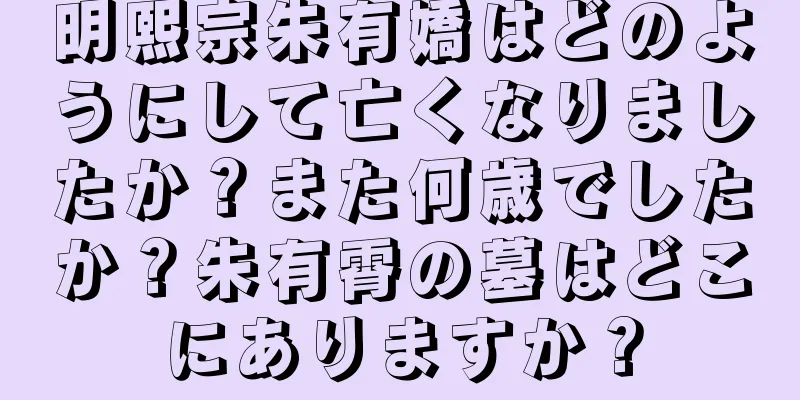 明熙宗朱有嬌はどのようにして亡くなりましたか？また何歳でしたか？朱有霄の墓はどこにありますか？