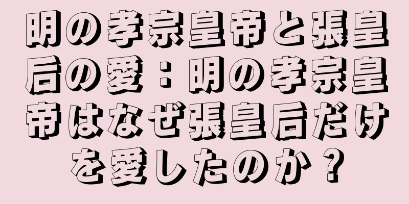 明の孝宗皇帝と張皇后の愛：明の孝宗皇帝はなぜ張皇后だけを愛したのか？