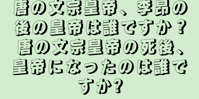 唐の文宗皇帝、李昂の後の皇帝は誰ですか？唐の文宗皇帝の死後、皇帝になったのは誰ですか?